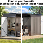 AECOJOY 8x4 FT Outdoor Storage Shed & Hardtop Gazebo Combo, 14x4FT Metal Lean to Shed with 6‘x4’ Open Pergola, 2-in-1 Tool Sheds & Outdoor Storage for Patio, Backyard, Garden