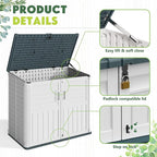 Greesum Outdoor Storage Shed 34 Cu Ft with Lockable Doors, Waterproof Outdoor Storage Cabinet for Trash Cans, Patio Cushions, Gardening Tools with Wood Grain Finish (Beige)