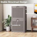 Outdoor Storage Box, Resin Deck Boxes Indoor and outdoor, Waterproof Storage Box Lockable Lid (Grey, 35 Gallon-2 Pack)