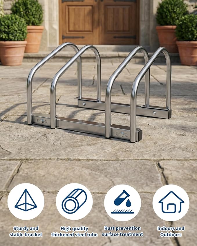 Freestanding Bike Floor Stand, Heavy Duty Bicycle Parking Rack for Garage Home Indoor Outdoor, Bike Storage Organizer Fits 22-28 Inch Wheels & 2.2 Inch Tire Width