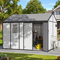 10 x 8 FT Resin Outdoor Storage Shed, All-Weather Plastic Garden Shed with Windows, Lockable Doors & Floor, Plastic Tool Shed for Poolside, Backyard, Patio