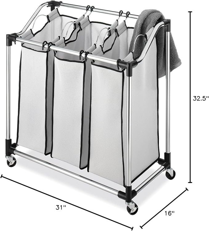 Whitmor Chrome Laundry Sorter with Foam Mesh Bags