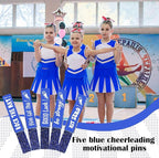 Kigeli 30 Pcs Spirit Clips Cheer Pins Cheerleader Gifts Clothes Pins for Backpacks Competition Glittered for Team Cheer Gifts Stuff Supplies Party Favors Accessories Bulk(Blue,Shiny)