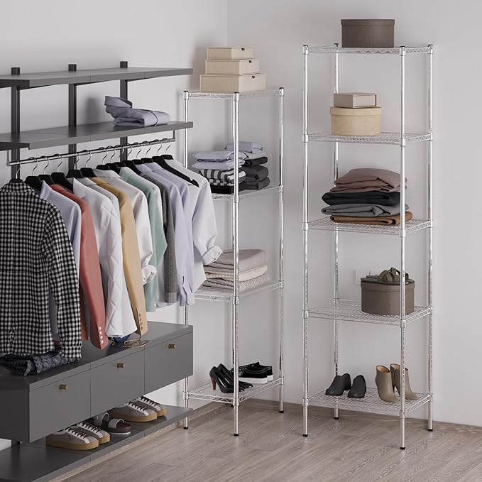 18" Deep x 24" Wide x 86" Height Wire Shelving Kit | 5-Tier | NSF Commercial Storage Rack Unit