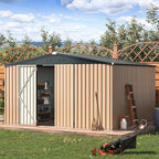 AECOJOY 10' x 12' Shed, Outdoor Storage Shed, Large 12x10 Metal Sheds & Outdoor Storage Clearance Steel Yard Shed with Lockable Doors, Utility and Tool Storage Garden Shed for Backyard, Outside