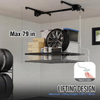 4x4 ft Overhead Garage Storage Rack, Adjustable Heavy Duty Hanging Garage Ceiling Storage Rack System, 300 Lbs Weight Capacity