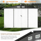6x8 ft Metal Storage Shed, Outdoor Garden Tool Shed with Lockable Doors & Sloped Roof, Rustproof Galvanized Steel Shed for Backyard, Patio, Lawn White