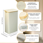 100L Laundry Hamper with Lid,Collapsible Laundry Basket, Dirty Clothes Basket, Storage Case with Bamboo Support - Handles - Removable Inner Bag - 2x Washing Mesh Bags for Bedroom Dorm Bathroom (Beige)