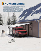 Garvee 12x20 ft Lean-to Metal Carport, Vertical Roof Wall-Mounted Car Port with 11.5° Slope, Heavy-Duty 19-Ga. Steel Frame, 107" to 78" Height Clearance for SUV & Pickup