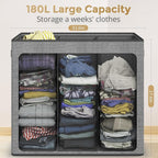 180L Laundry Hamper 3 Section, Large Laundry Hamper with Lid, Dirty Clothes Hampers with Handles, Laundry Basket Organizer for Laundry, Bedroom, Bathroom, Laundry Sorter Baskets, Grey