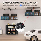 4x4 Garage Ceiling Storage Racks With Crank Lift, Garage Overhead Storage Racks For High Ceilings 10–12 Ft, 250 Lbs Load Capacity, All-Steel Frame, Garage Organization System (8 x 4)