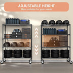 53" W Storage Shelves 1760LBS 4 Tier Metal Shelving Unit with Wheels Heavy Duty Garage Shelving Adjustable Wire Shelves for Pantry,Kitchen,Garage,Basement,Black 23.6" D x 53.2" W x 73.6" H