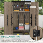 YITAHOME Outdoor Tall Storage Cabinet with 4 Shelves, Waterproof Resin Vertical Tool Shed, Lockable 30 cu. ft. Storage Shed for Patio, Garden, Yard, Brown