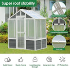 Polycarbonate Greenhouse,Outdoor Wooden Green House, Walk-in Hobby Garden Shed with Front Entry Door,for Patio Backyard Lawn,Plants, White
