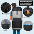 BeeGreen Grey-Black-Laundry-Bag-Backpack-Extra-Large-Heavy-Duty, 125L Portable Travel Laundry Backpack with Shoulder Straps & Extendable Clothes Hamper Bag 3 Pockets College Dorm Apartment Essentials