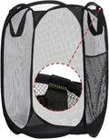Pop Up Laundry Hamper Mesh Laundry Basket Collapsible Laundry Basket with Wide Opening Durable Hamper Bag for Clothes Storage (Black,1-PACK)