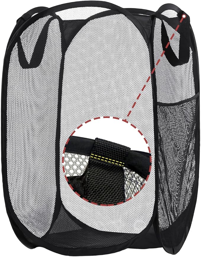 Pop Up Laundry Hamper Mesh Laundry Basket Collapsible Laundry Basket with Wide Opening Durable Hamper Bag for Clothes Storage (Black,1-PACK)