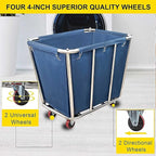 Commercial Laundry cart with wheels,10 Bushel Large Industrial Rolling Laundry Hamper with Waterproof Lining,Home Heavy Duty Laundry Baskets with Stainless Steel Frame, 260 LBS Load