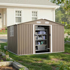 Kullavik 10FT x 8FT Outdoor Storage Shed with Window,Floor and Lockable Doors,Waterproof Metal Garden Tool Shed,Galvanized Steel shed for Backyard,Garden,Patio