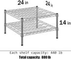 24" Deep x 24" Wide x 14" Height Wire Shelving Kit | 2-Tier | NSF Commercial Storage Rack Unit