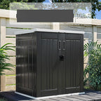 DWVO Outdoor Storage Cabinet with 2 Shelves, Waterproof Horizontal Plastic Storage Shed with Lockable Door, 15 cu. ft. Patio Tools Storage Box for Patio, Garden, Backyard, Deck, Dark Gray