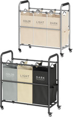 Tajsoon 3 Colors Laundry Sorter Cart Plus Beige Laundry Sorter Cart