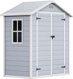 DWVO 6x4 FT Resin Storage Shed with Reinforced Floor, Outdoor Storage Shed with Lockable Door, Window and Vents, Waterproof Plastic Tool Storage for Garden, Backyard, Patio, Lawn