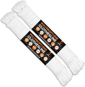 Plastic Clothesline - 100' Plastic Clothes Line - White Outdoor Weather Resistant - Synthetic Cord for Hanging and Drying Clothing & Laundry - Plastic Rope Clothes Line String for Pulley 2 Pack