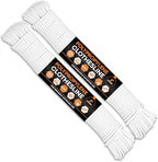 Plastic Clothesline - 100' Plastic Clothes Line - White Outdoor Weather Resistant - Synthetic Cord for Hanging and Drying Clothing & Laundry - Plastic Rope Clothes Line String for Pulley 2 Pack
