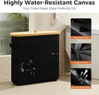 MinBoo Toilet Paper Basket, Storage with Lid, Toilet Paper Organizer for Bathroom, Free Standing Toilet Paper Holder with Storage,Black