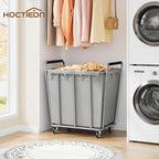 Hoctieon Large Laundry Cart with Wheels, 400L Heavy Duty Laundry Basket Organizer, Rolling Hamper Sorter for Clothes Storage, Industrial Dirty Clothes Hamper for Home & Hotel, Gray