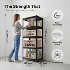HOMEDANT House 24.4" W 5 Tier Heavy Duty Garage Shelving Adjustable Metal Rack Storage Shelves Standing Shelf Unit Organizers Pantry Closet Office Black 2Pack