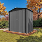 6' x 4' Outdoor Storage Shed, Sturdy Metal Building w/Floor and Operable Window for Garden, Backyard, Poolside and Lawn, Grey