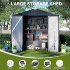 COMHOMA Shed Outdoor Storage Shed Metal,Lockable Doors Tool Sheds with Sloping Roof,Steel Garden Shed with Air Vent for Backyard,Patio,Lawn,Poolside(Grey,6'x4')