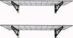 SafeRacks Wall Shelves - 2 Pack of 18 x48 Garage Wall Mounted Shelving, Wire Storage Racks, Utility Shelf, Heavy Duty Shelves with 4 Accessory Hooks, 500lbs Capacity, Color: Hammertone