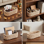 2 Pack Toilet Paper Storage Baskets, Cotton Rope Woven Storage Baskets for Organizing with Handles & Lid, Toilet Paper Baskets Bathroom Coutertop Organizer for 6 Rolls, Bathroom Accessories Organizer