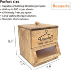 Besuerte Laundry Pod Holder - 2 Tiered Rustic Wooden Dispenser, Dryer Sheet Container for Laundry Room Organizer, Brown