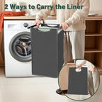 Laundry Sorter with Removable Bag, 16 Gallons Laundry Hamper with Adjustable Feet, Laundry Basket for Laundry Room, Bathroom and Bedroom(Grey and Charcoal Black)
