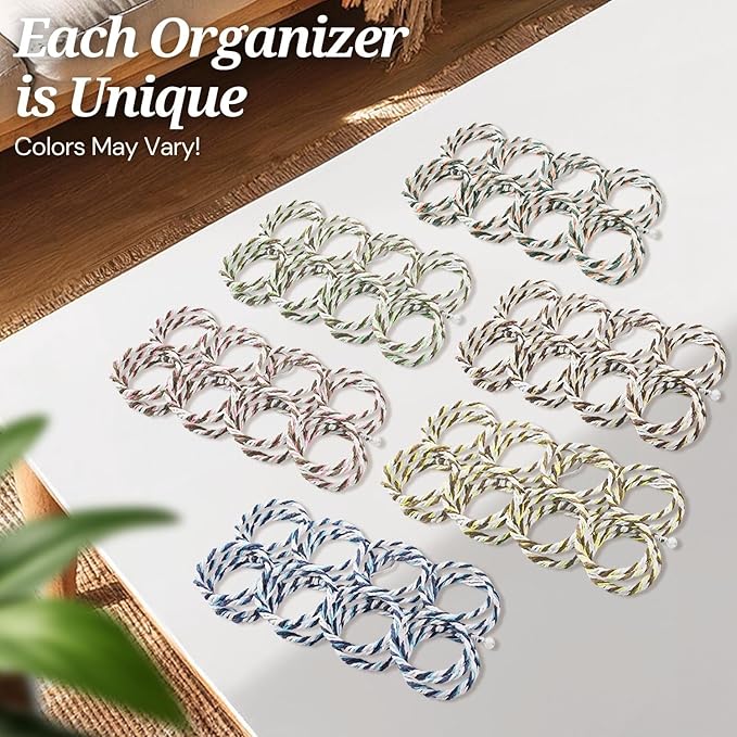 Flexzion Scarf Organizer for Closet - 28 Slot Scarf Hanger Hijab Organizer, Space Saver for Socks, Shawls, Ties, Towels, Belts, Multi Purpose Hanging Rack Storage, 2 Pack Colors May Vary