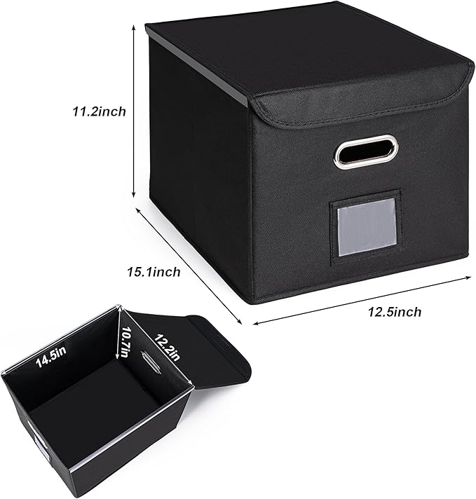 CADONO File Organizer Box with Lid, Large Hanging File Folder Organizer with Plastic Slide, Collapsible Portable Filing Storage Boxes for Office/Decor/Home (Pink, 14.9 x 12.59 x 10.8 inch)