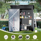 COMHOMA Shed Outdoor Storage Shed Metal,Lockable Doors Tool Sheds with Sloping Roof,Steel Garden Shed with Air Vent for Backyard,Patio,Lawn,Poolside(Grey,5'*3')