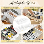 1 Pcs Expandable Drawer Organizer Bins Adjustable Deep Drawer Hanging Organizer Tray Expandable 11.4 to 18.1 Inches Plastic Dividers Storage for Office Bathroom Bedroom Kitchen Desk, White