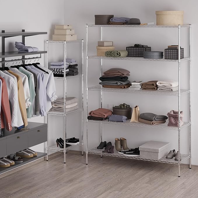21" Deep x 60" Wide x 86" Height Wire Shelving Kit | 5-Tier | NSF Commercial Storage Rack Unit