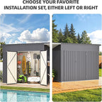 AECOJOY 14x6 Outdoor Open-Sided Metal Storage Shed, 8' x 6' Sheds & Outdoor Storage with 48 Sq. Ft Covered, 6x8 Small 2-in-1 Tool Shed with Attached Hardtop Metal Pergola Gazebo for Patio