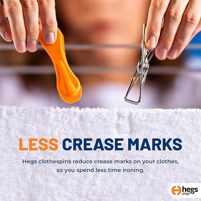 The Smartest Heavy Duty Clothespins with Hooks (30 Pack Bright Orange) - Hang 3 Garments at Once with Our Tough, Dual Hooks Clothes Pins with Anti-Rust Spring - Durable, Colorful Clothespins