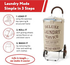 dbest products Stair Climber Laundry Trolley Dolly, Beige Laundry Bag Hamper Basket cart with wheels sorter