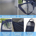AQQA 6 Pcs Handy Laundry Collapsible Mesh Foldable Hampe (Black/White/Blue),Popup Laundry Basket with Durable Handles,Pop-up Mesh Hamper Dirty Clothes Basket for Kids Room, College Dorm or Travel