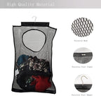 Hanging Mesh Laundry Hamper (30in*20in*2in) Large Dirty Clothes Bag, Can Be Used Behind The Door & Closet & Caravan& Bathroom (Black)
