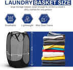 DecorRack 1 Pack Mesh Pop Up Laundry Hamper, Lightweight Foldable Clothes Basket with Easy Carry Handles, Durable Mesh Design for Air Circulation and Simple Storage, Black (1 Pack)