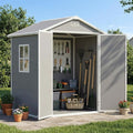 LARBANKE 6×4FT Waterproof Outdoor Storage Shed with Floor and Slop Roof,Garden Storage Tool Shed with Lockable Door&Window,Resin Shed with Ramp&Vent Suitable for Patio,Backyard,Garden,Lawn,Gray